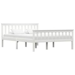 Bed Frame without Mattress White Solid Pinewood 140x200 cm