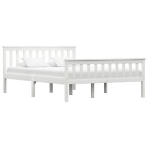 Bed Frame without Mattress White Solid Pinewood 140x200 cm