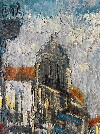 Mid Century Impasto oil on canvas painting