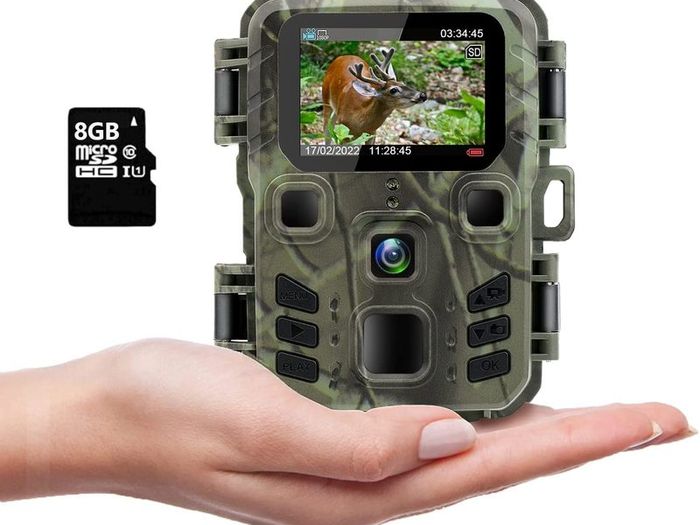 Mini Wildlife Camera 20MP 1080P Trail Camera Infrared Night Vision 0.3S Motion Activated Waterproof Cam for Garden Camera Trap and Outdoor Nature Wildlife Scouting Include 8GB SD Card