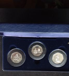 Rare 2003 Guernsey Coronation Golden Jubilee 50p Proof, Three-Coin Set, Westminster Boxed