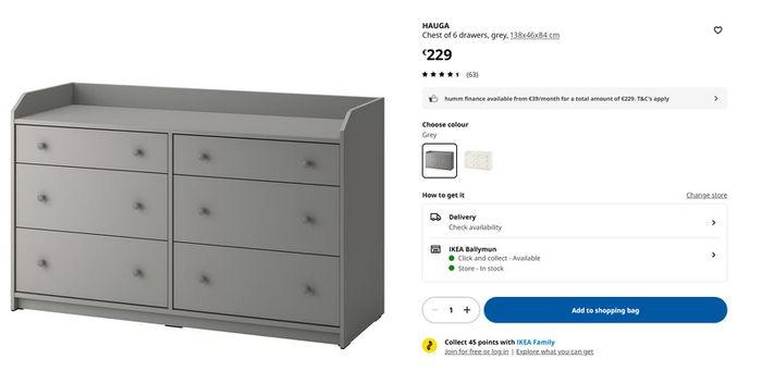 ikea Hauga Chest of Drawers Grey