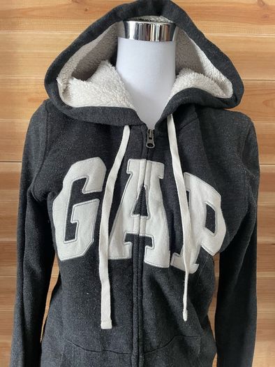 Woman hoodie full zip zip up jumper GAP lined faux fur size S