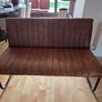 Tan Faux Leather Bench & 2 Matching Chairs Set Image 4