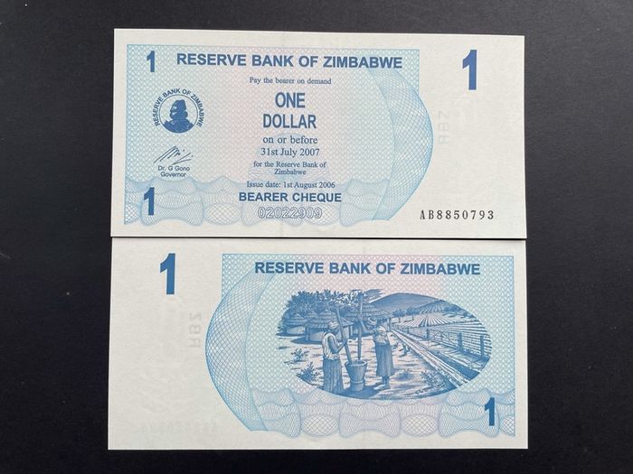 Zimbabwe  1 Dollar  2006  Pick 37a  VERIFIED UNDER UV LIGHT . ( Uncirculated )