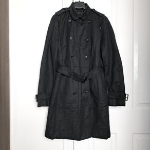 Zara Black Long Trench Coat Size M
