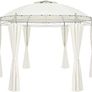 Gazebo Diameter 350 cm Water-Repellent Metal Garden Stable Robust Side Walls Garden Gazebo Luxury Tent Beige Image 2