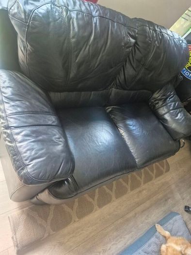 Free black leather 2 seater couch