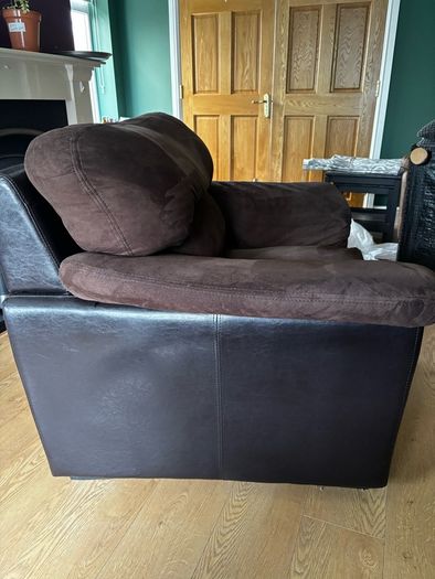 armchair dark brown mixed fabric
