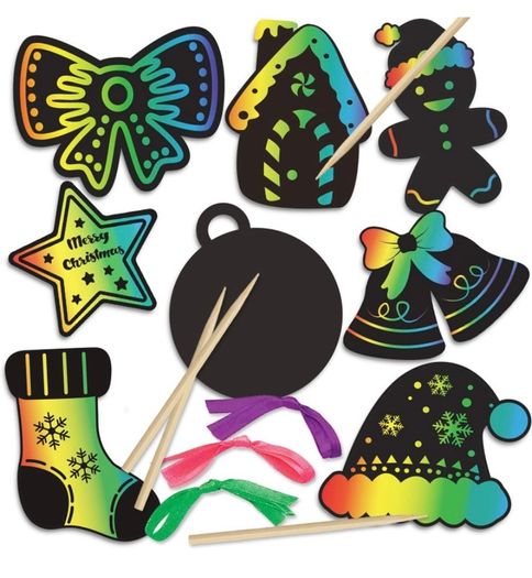 48 pieces Christmas Scratch Art Cards, Hanging Decorations Christmas Crafts doodle game For Kids (FREE POSTAGE)