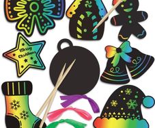 48 pieces Christmas Scratch Art Cards, Hanging Decorations Christmas Crafts doodle game For Kids (FREE POSTAGE)