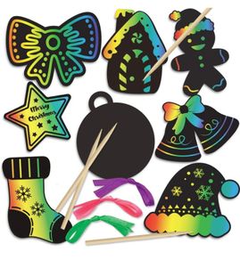 48 pieces Christmas Scratch Art Cards, Hanging Decorations Christmas Crafts doodle game For Kids (FREE POSTAGE)