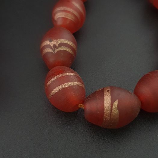 Vintage Venetian Style Aventurine Glass Beads Necklace Strand 18 inches