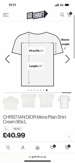 Christian Dior Mens Plain Shirt Cream 90s L