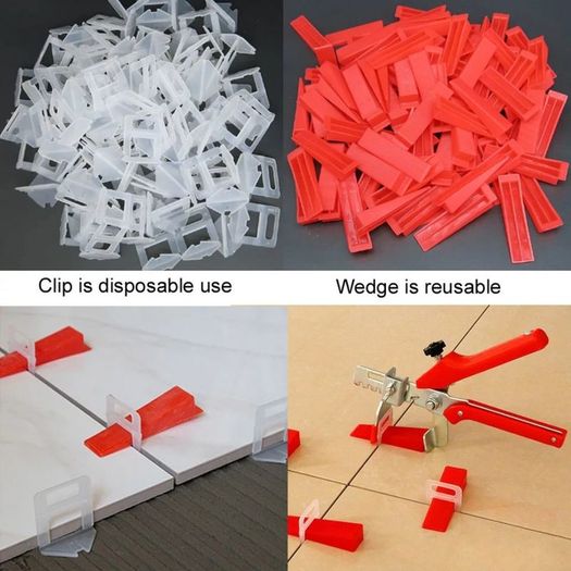 Tile Leveling system Clips Wedges Pliers Spacers