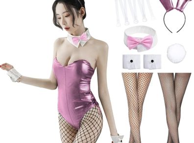 12 Pieces  Bunny Girl Outfit  Bunny Body with Bunny Ears and Fishnet Socks