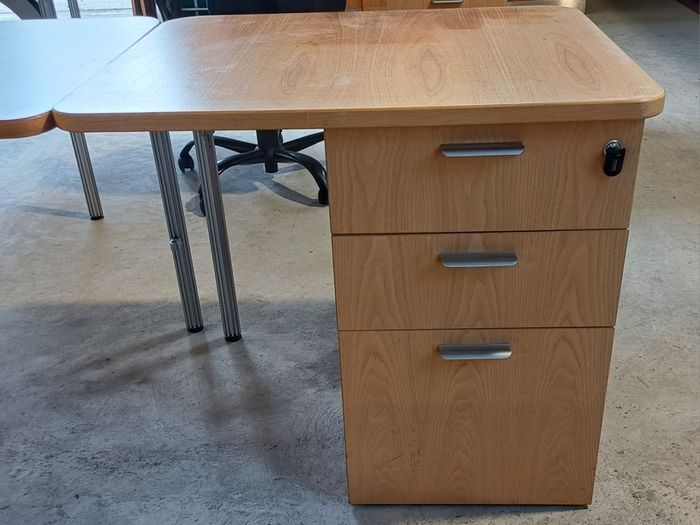 Oval Oak Desks + Pedestals