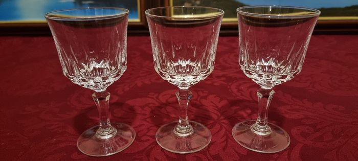3 Piece Stemmed Crystal Goblets / Wine Glasses