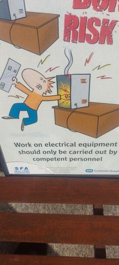 2 x framed safety pictures for ESB illustrated images,,,buyer collects, nice for any advertising wall display,,one glass broke on one picture,but can be easy replace ,,sold as seen,I reckon 80s 90s