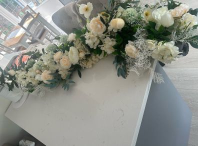 Silk flower arrangement for wedding