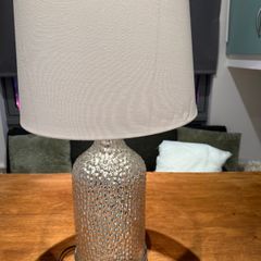 Table lamp tall silver and beige