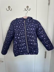 Purple winter jacket for a girl, with hood, 116cm (5-6 years)