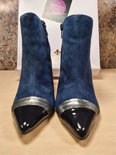 Amy Huberman Bourbon leather suede ankle boots bundle Size UK 4 EU 37 Forever young navy blue suede Private number brown leather