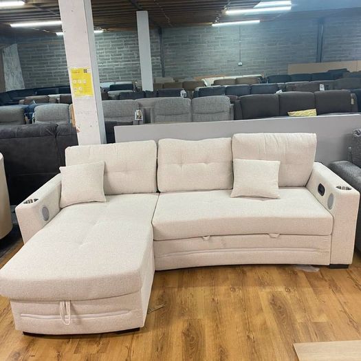 New Dallas Grey & Beige Fabric Electric Sofa Bed