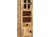 Highboard with Wheel 38x30x143 cm Solid Rough Mango Wood