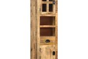 Highboard with Wheel 38x30x143 cm Solid Rough Mango Wood