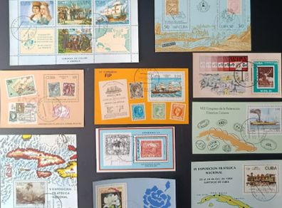 1970s 1980s Cuba Philatelic Exhibition Souvenir Sheet Collection