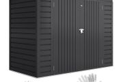 3.7 x 7.9ft Galvanised Steel Shed, with Latched Door and Padlock - Grey