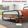 King Size Bed Metal Platform Bed Frame with Wood Headboard Image 5