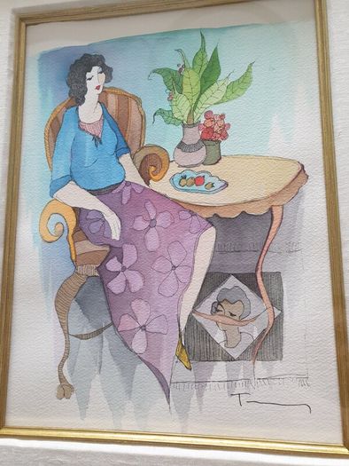 Pair of Tarkay watercolors (2 paintings)- PERFECT condition