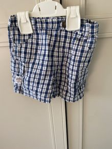 Navy & white plaid shorts 18-24 months