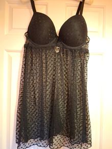 Black mesh babydoll chemise