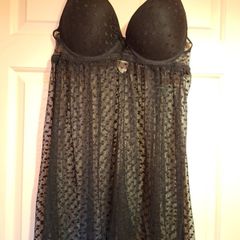Black mesh babydoll chemise