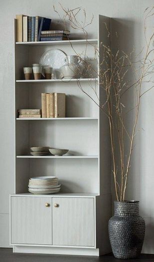 Grey Wooden Bookcase Display Shelf Dutch design