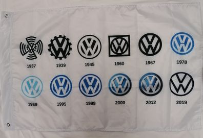 History of VW Volkswagen Logo flag 3ft x 2ft.