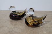 Midcentury Pair of signed Murano glass ducks