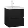Sink Cabinet with Built-in Basin High Gloss Black Chipboard Image 2