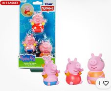 TOMY Toomies Peppa Pig, Mummy & George Bath Squirters, Baby Kids Water Play Toys