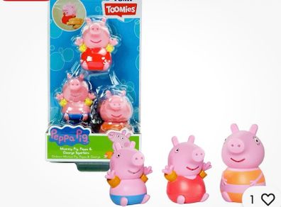 TOMY Toomies Peppa Pig, Mummy & George Bath Squirters, Baby Kids Water Play Toys