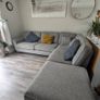 Gray fabric corner chase sofa with footstool Image 9