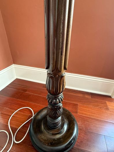 Vintage Carved Mahogany Wood Floor Lamp