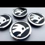 1set (4caps) Black Chrome logo SKODA Octavia Superb Fabia Yeti wheel center cap 5JA601151A 56mm caps Image 2