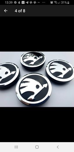 1set (4caps) Black Chrome logo SKODA Octavia Superb Fabia Yeti wheel center cap 5JA601151A 56mm caps