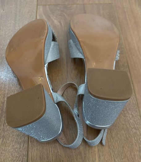 Silver Glitter Evening Sandals / Shoes Size 5