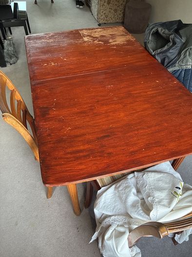 mahogany dining table and 3 chairs