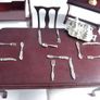 Vintage wood doll's house dining room furniture & tableware Image 2